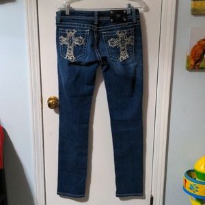 Miss Me Skinny Jeans Women's 30 Dark Wash Blue Embellished Style JP504559